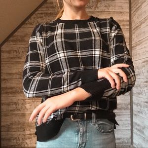 black and white plaid sweater